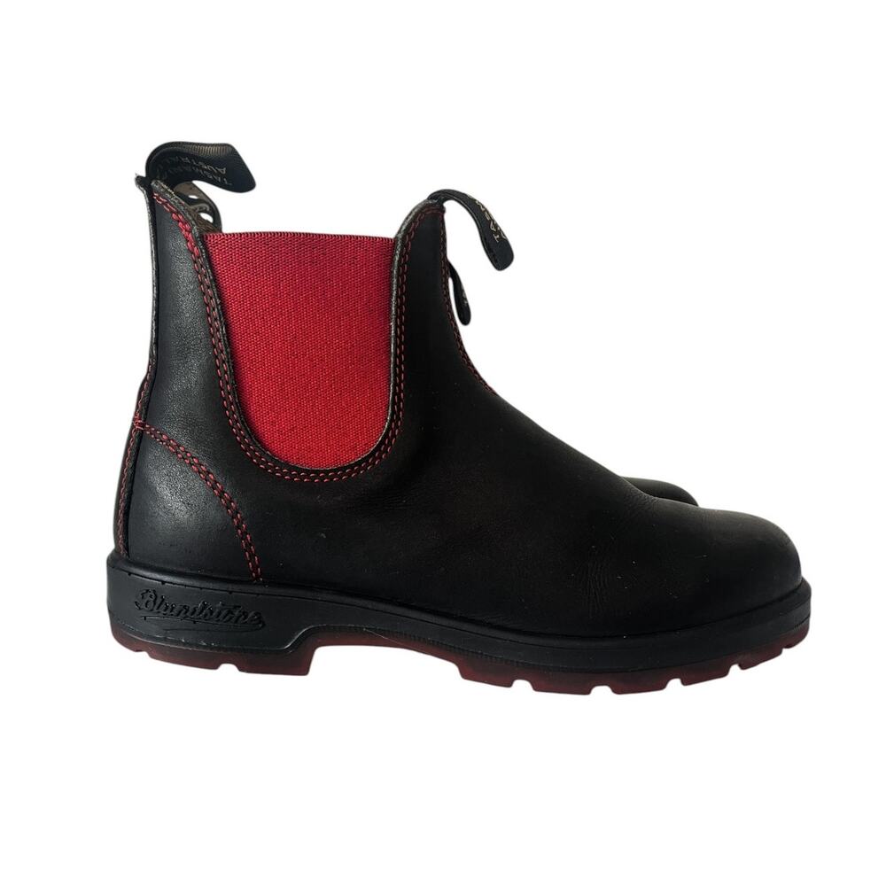 Blundstone 1316 Black Leather Red Elastic Chelsea Boots Size AU 5 / US W 8 / M 6